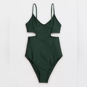 Aerie Shine Rib Voop Cheeky One Piece Swimsuit